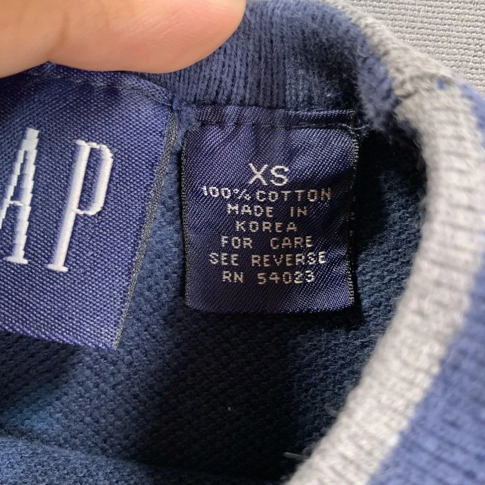 Gap Sweater Kids XS Blue Stripe Cotton Knit Crew Neck Long‎ SLV Pullover